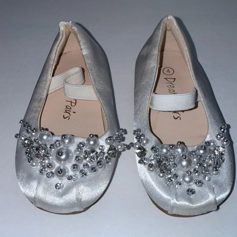 Embellished White Ballet Flats Dream Pairs Satin Beaded Dress Girl Toddler
